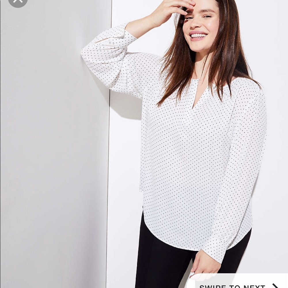 LOFT Dotted Keyhole Blouse